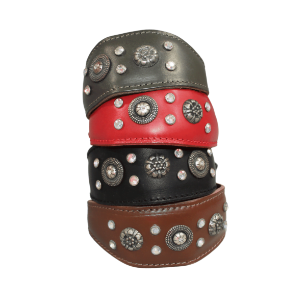 Ginevia greyhound lurcher whippet collar with studs and crystals