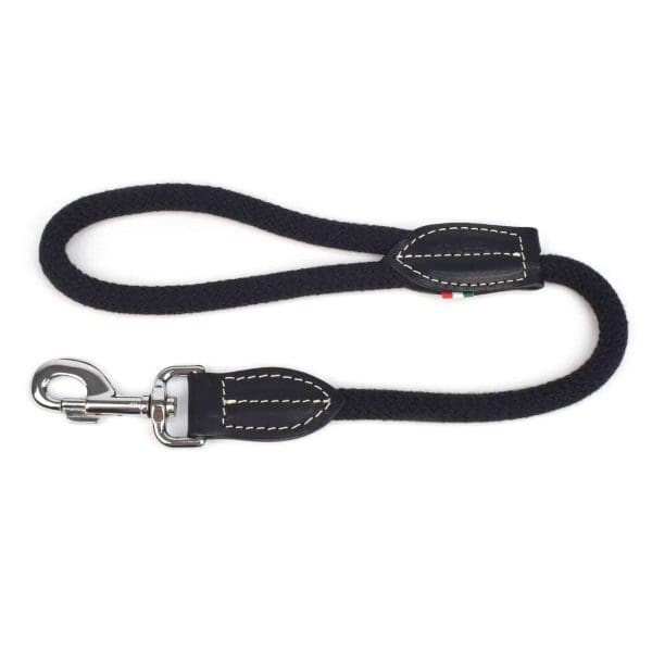 leather and rope dog and puppy leads black