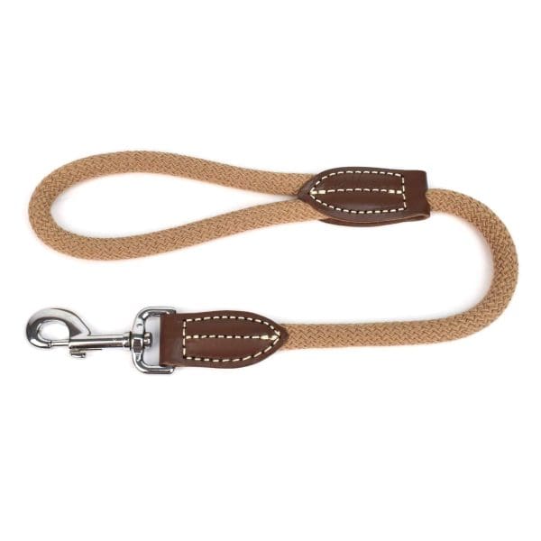 leather and rope dog and puppy leads tan