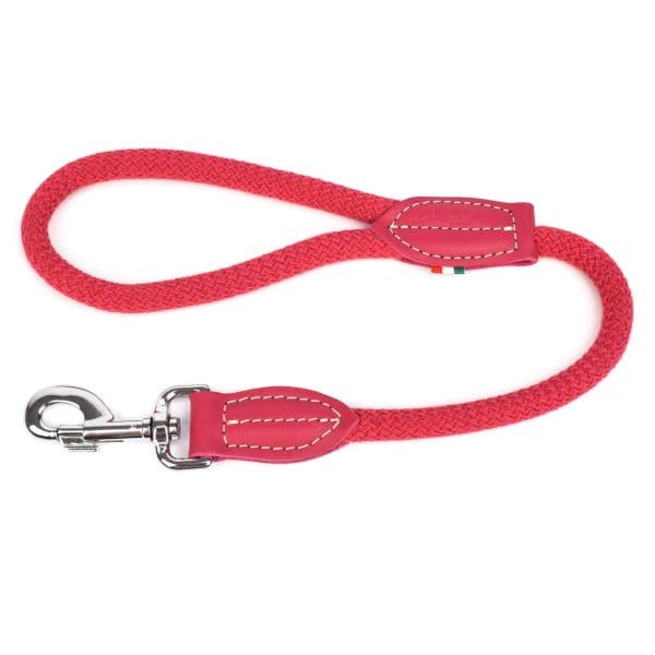 leather and rope dog and puppy leads fuschia pink