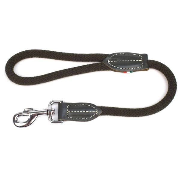 leather and rope dog and puppy leads black