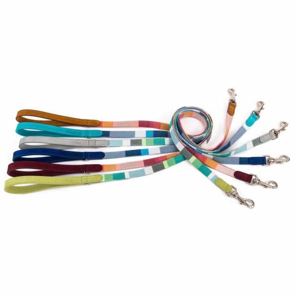 Striped fabric dog lead