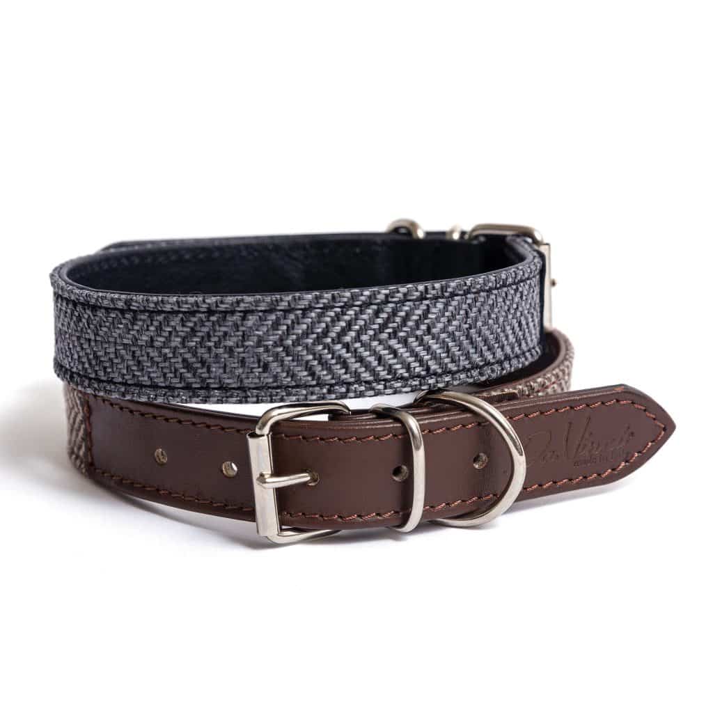 Tweed leather dog collar