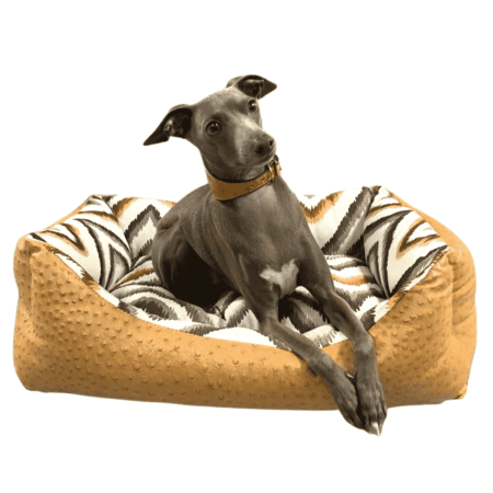 monnalisa leather rectangle puppy dog bed with ostrich design