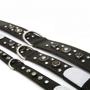 Embellished black leather dog collars