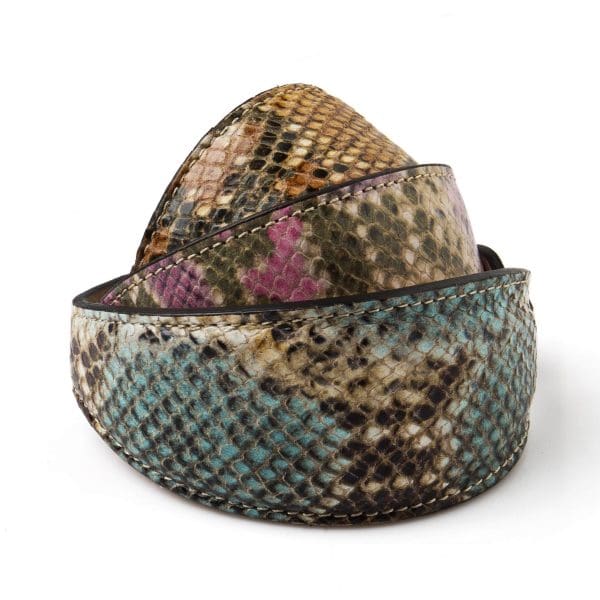 Beatrice leather puppy and dog greyhound lurcher whippet collar with python snake design