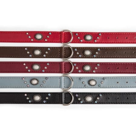 Vittoria calf leather collar with swarovski crystals for dog or puppy