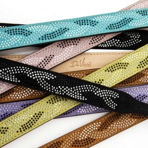 colourful suede leather and swarovski crystal dog collars