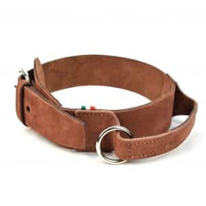 brown waxed leather dog collar with handle