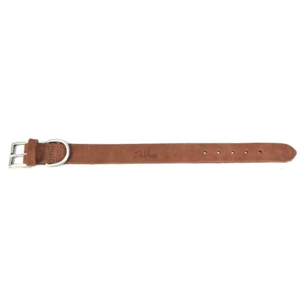 Brown waxed leather dog collar