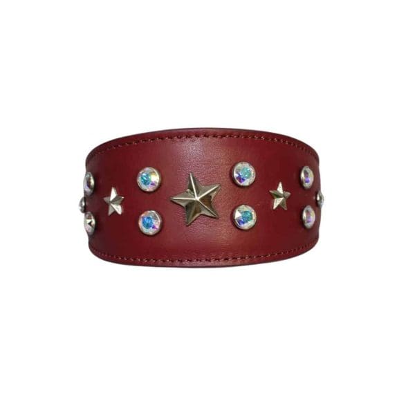 Caterina GH red Burgundy greyhound lurcher whippet dog collar