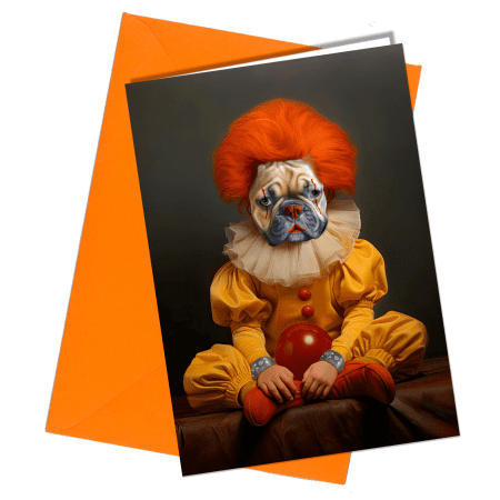 French Bulldog clown card