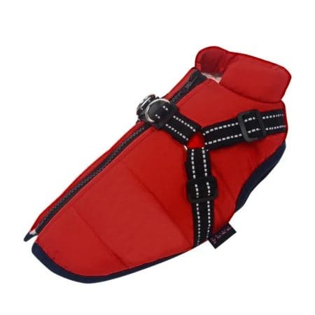 Red waterproof dog coat