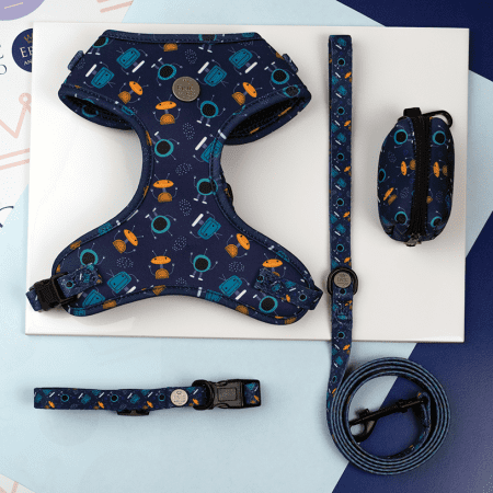 Navy and Orange Robot Dog / Puppy Harness set