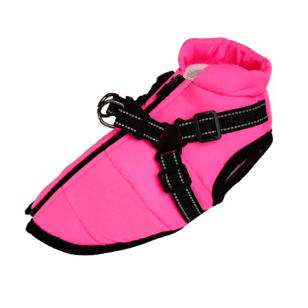 Pink Eric And Co Waterproof Harness Dog Coat